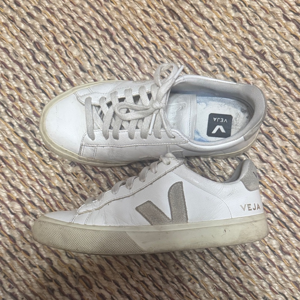 Veja White and Gray Casual Sneakers